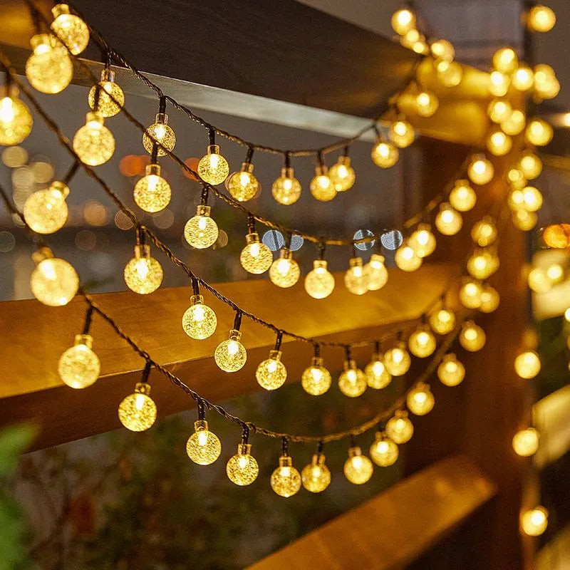 Ghirlanda solara cu 100 becuri LED Warm light