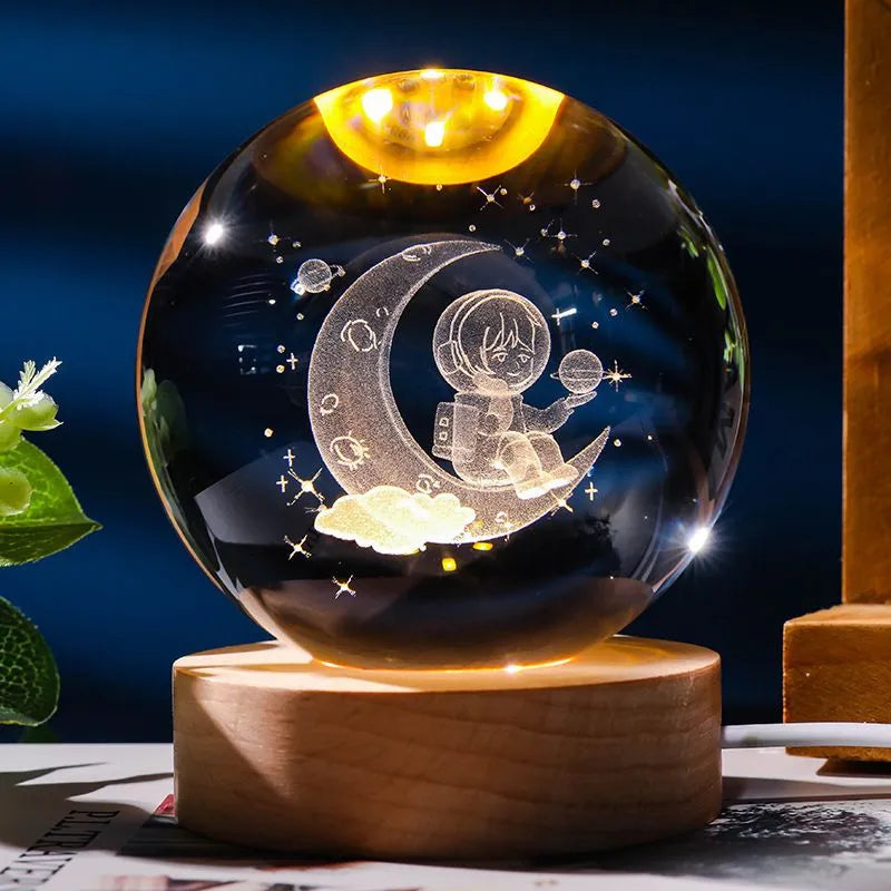 Lampa Glob de Cristal Astronaut pe Luna