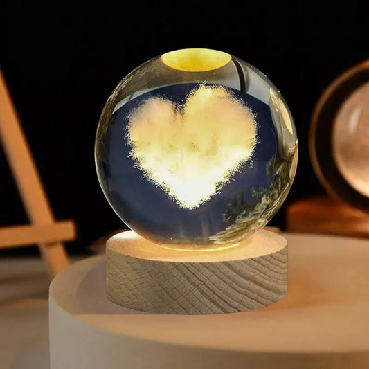 Lampa Glob de Cristal cu Inima cadou romantic