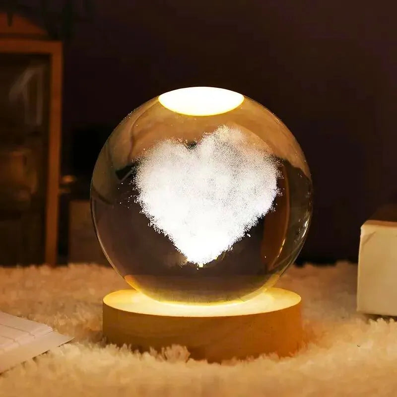 Lampa Glob de Cristal cu Inima cadou romantic