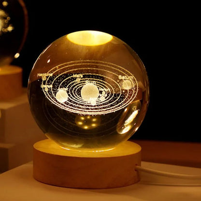 Lampa LED Glob de Cristal Planetariu, cu sistem solar, cadou captivant