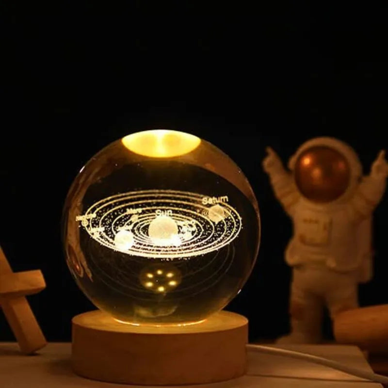 Lampa LED Glob de Cristal Planetariu, cu sistem solar, cadou captivant