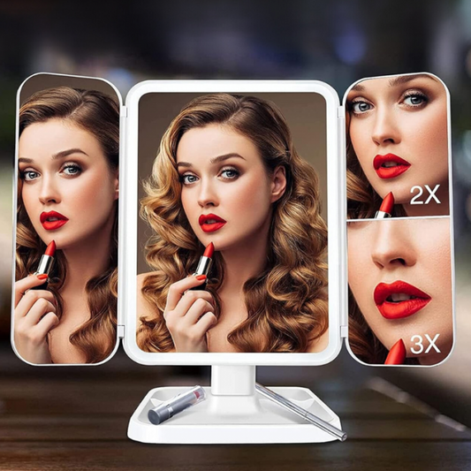 Oglinda machiaj cu LED, plianta cu touchscreen si zoom 1x/2x/3x