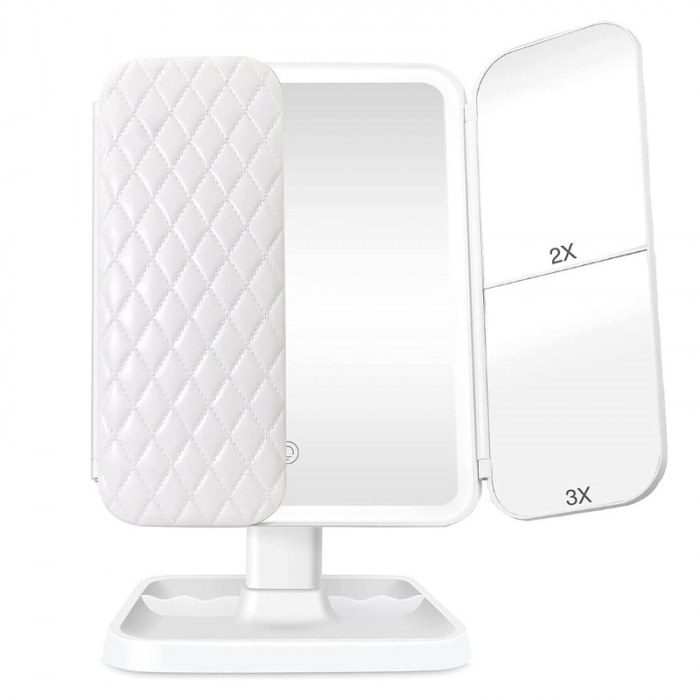 Oglinda machiaj cu LED, plianta cu touchscreen si zoom 1x/2x/3x